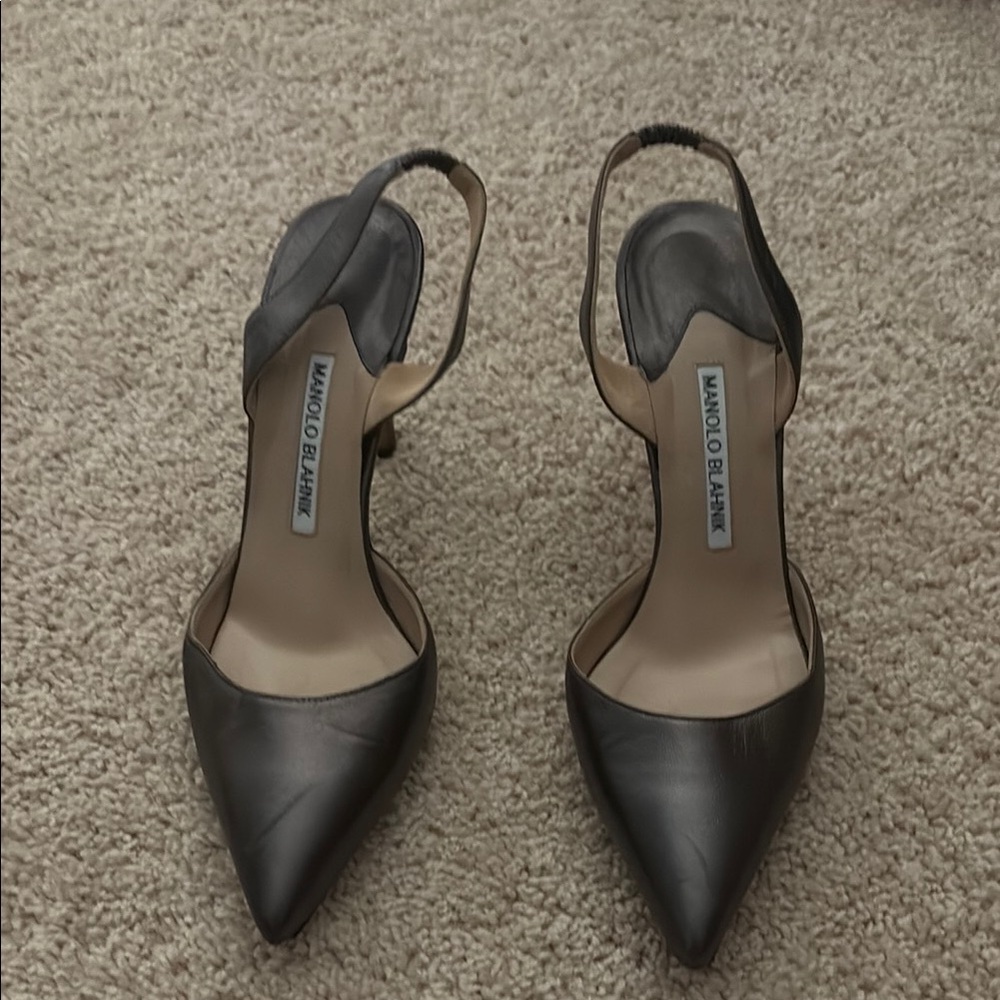 Manolo Blahnik Black/ iridescent Women's Slingbacks